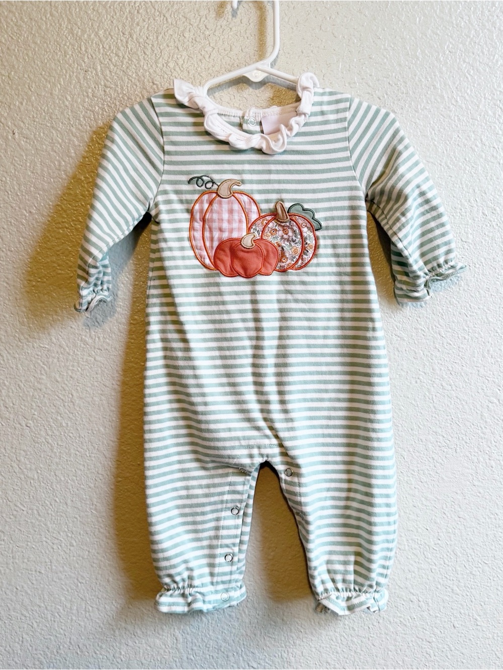 Stitchy Fish Fall Pumpkin One Piece Baby Outfit Baby Size 9 Months